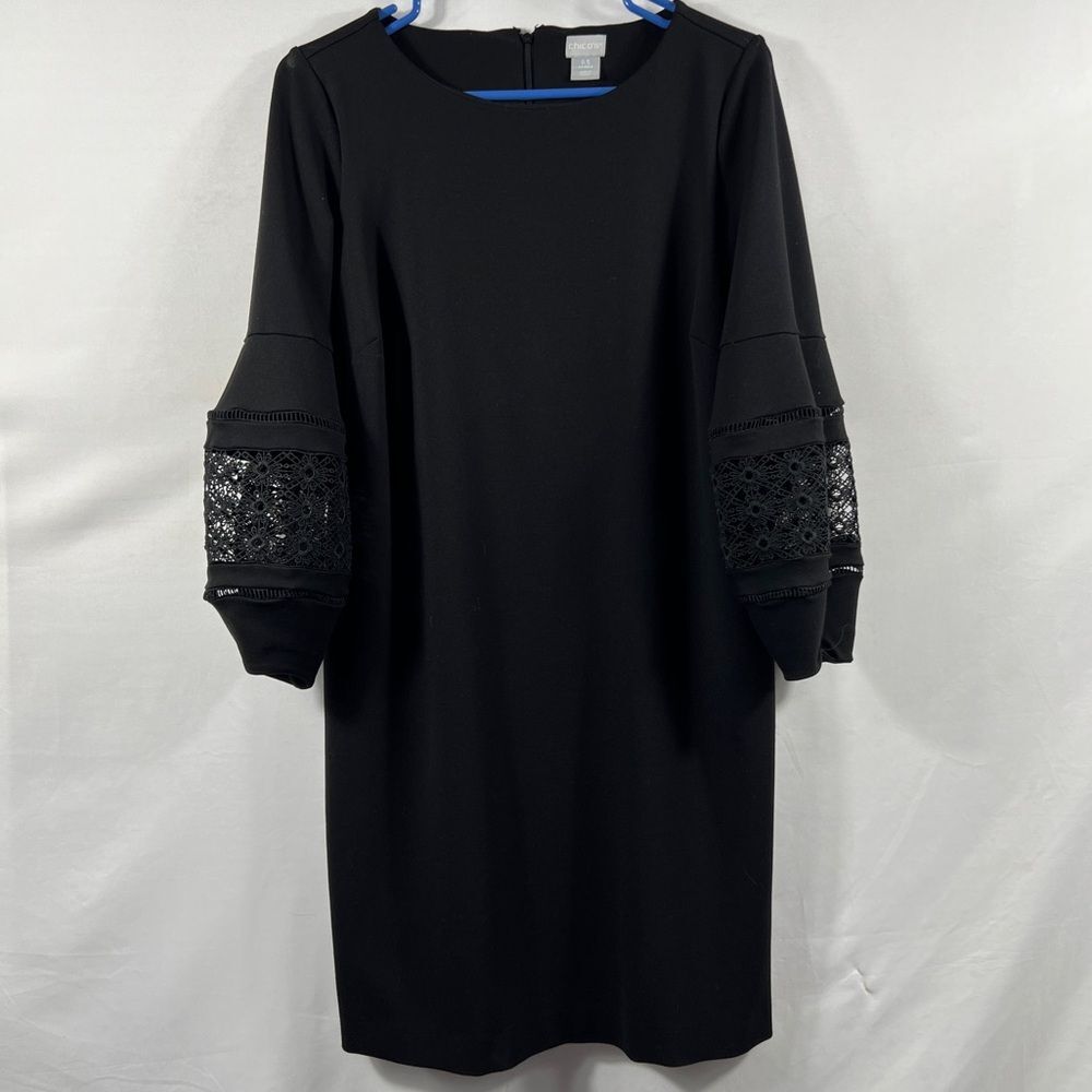 Chico's Womens Eyelet Balloon Sleeve Ponte Dress 0498